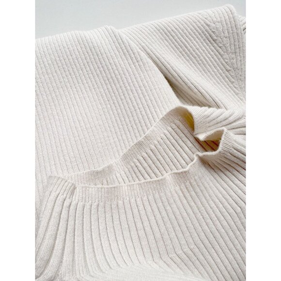 Aritzia BABATON Compose Ivory Ribbed Mock Neck Midi Sweater Dress, Size L - Picture 9 of 16